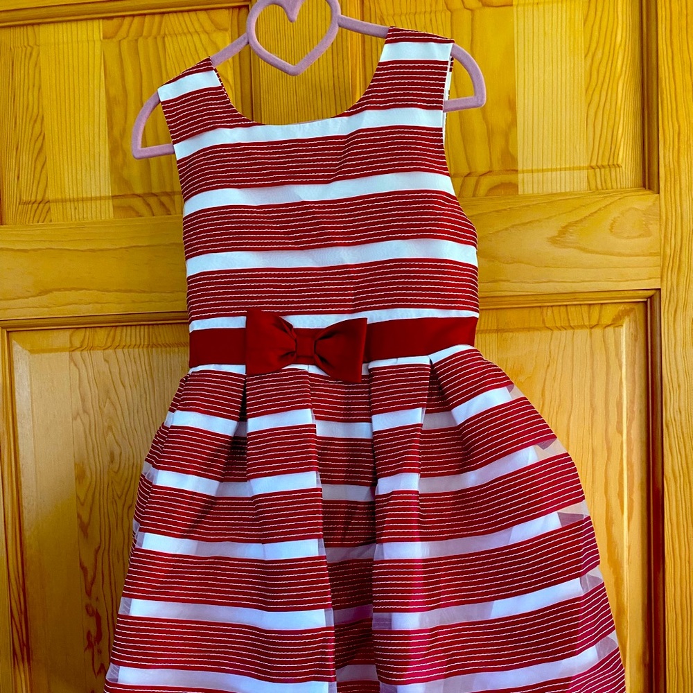 White and red striped dress